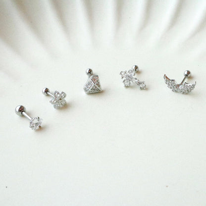 Cross Piercing for Women • Valentine Gift Idea • Bling Piercing • Ball Screw Back Piercing • Unique Piercing • Vintage Piercing for Women