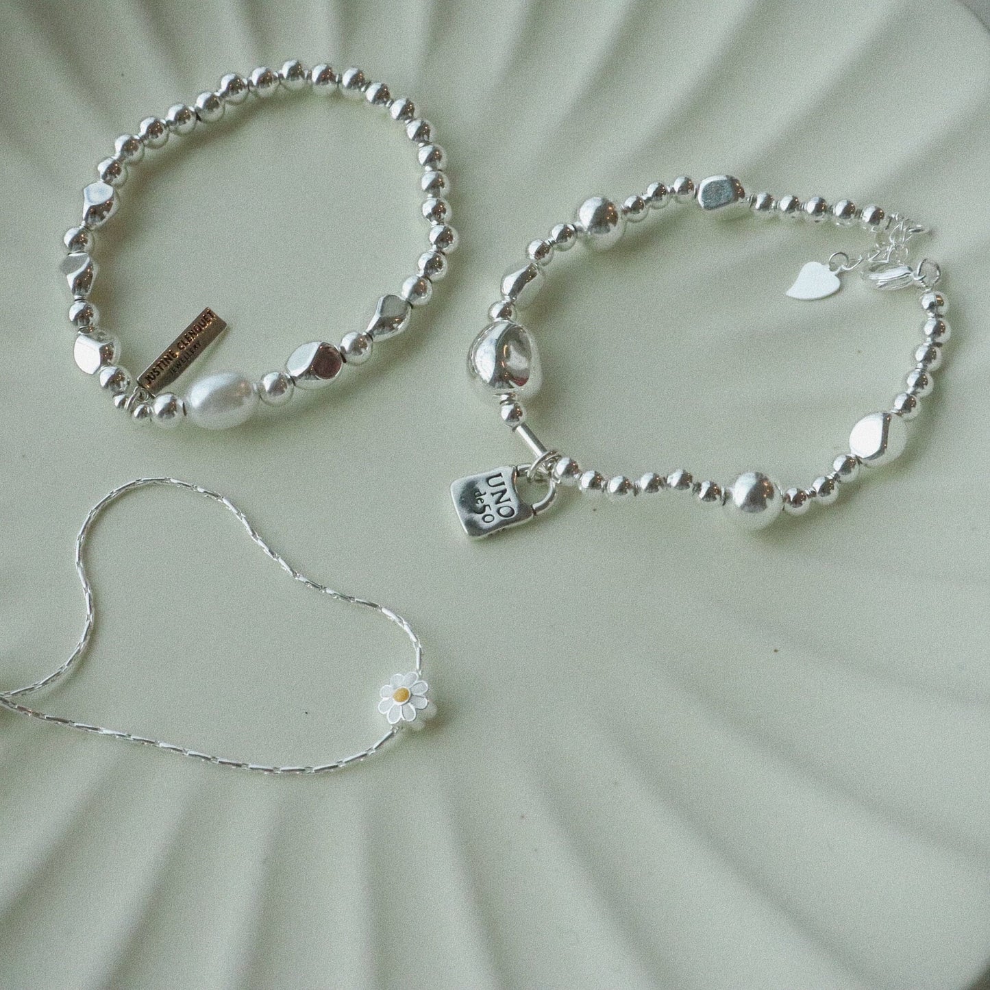 Beaded Lock Pendant  • Sterling Silver Bracelet • Cute Jewelry • Simple • Valentine Gift• Stackable • Sterling Silver • Gift for Friends